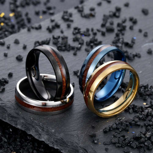Mens Titanium Wood Inlay Design Wedding Band. Ring Size 6,7,8,9,10,11,12,13